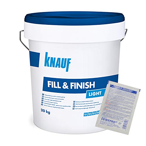 Knauf Fill & Finish light 20kg - Allzweckspachtelmasse - im Set inkl. 1 St. DEWEPRO® Single Scrubs von DEWEPRO