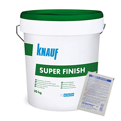 Knauf Super Finish 20kg - Allzweckspachtelmasse - Spachtelmaterial im Set inkl. 1 St. DEWEPRO® Single Scrubs von DEWEPRO