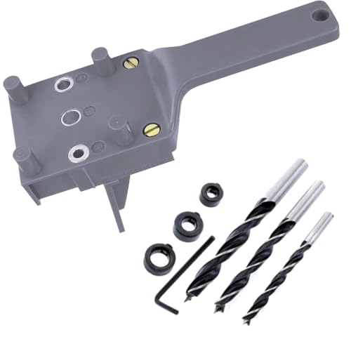 8pcs Handheld -Dübel -Jig -Kit mit Bohrführer Block Holzbearbeitung Bohrführer Loch Sägewerkzeuge Jig Bohrer Bohrlokator für genaue Holzdübel （Grau） von DEWIN