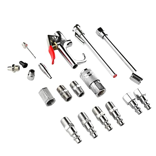 DEWIN Druckluftpistole, Luftblaspistole, 17-teiliges Zubehörset Für 1/4NPT-Kupplungsstecker, Doppelfuß-Spannfutter-Blaspistole, Reifenmessgerät, Kompressor-Aufblasset DEWIN Druckluftpistole, Luftblaspistole, 17-teiliges Zubehörset Für 1/4NPT-Kupplungsstecker, Doppelfuß-Spannfutter-Blaspistole, Reifenmessgerät, Kompressor-Aufblasset von DEWIN