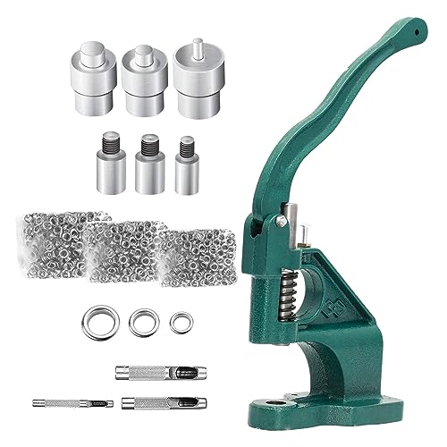 DEWIN Ösenzange Set, 1 Stück Handpresse Ösenmaschine mit 1500 Stück Ösen und 3 Löchern Werkzeugen 6/10/12mm von DEWIN