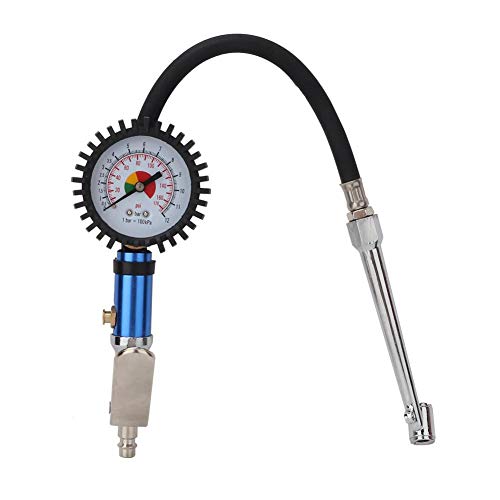 DEWIN Reifenfüller mit Manometer，Reifenfüller mit Tankstellenstecker 0-12 bar Reifenfüller mit Luftdruckmesser mit Luftdruckmesser für Messen des Reifendrucks Auto LKW SUV Motorrad von DEWIN