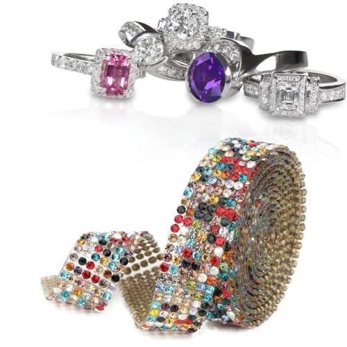 DEWIN Strassband, 1 Meter Strass Kristallglas Netzband zum Aufbügeln, Applikation für Hochzeit, Geburtstag, Abendschuhe, Besatz (7 Farben) von DEWIN