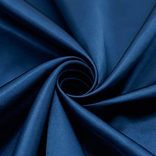 Hervorragende Qualität Seiden Satin Stoff Glanz Gewebe Kleidung Vorhang Mode Hochzeitsdeko Tischdecken zum Nähen von Kissen Bettwäsche von Abendkleidung Karnevalskostümen und Röcken D(Color:Navy blau) von DEWUFAFA