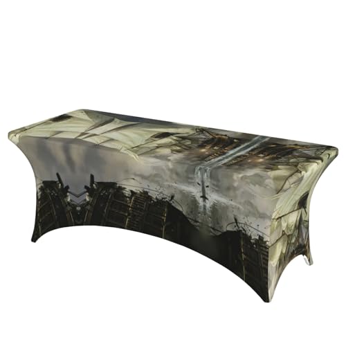 DEXNEL Cooles Piratenschiff-Tischdecke, rechteckig, waschbar, Polyester-Tischdecke für Bankett, Event, Catering, 1 Stück DEXNEL Cooles Piratenschiff-Tischdecke, rechteckig, waschbar, Polyester-Tischdecke für Bankett, Event, Catering, 1 Stück von DEXNEL