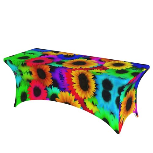 DEXNEL Rechteckige Tischdecke, Motiv: Regenbogen-Sonnenblume, waschbar, Polyester-Tischdecke für Bankett, Event, Catering, 1 Stück DEXNEL Rechteckige Tischdecke, Motiv: Regenbogen-Sonnenblume, waschbar, Polyester-Tischdecke für Bankett, Event, Catering, 1 Stück von DEXNEL