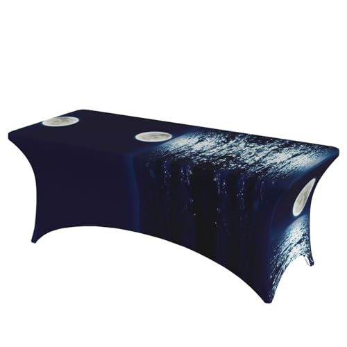 DEXNEL Rechteckige Tischdecke, Motiv: Vollmond in der Nacht, waschbar, Polyester-Tischdecke für Bankett, Event, Catering, 1 Stück DEXNEL Rechteckige Tischdecke, Motiv: Vollmond in der Nacht, waschbar, Polyester-Tischdecke für Bankett, Event, Catering, 1 Stück von DEXNEL