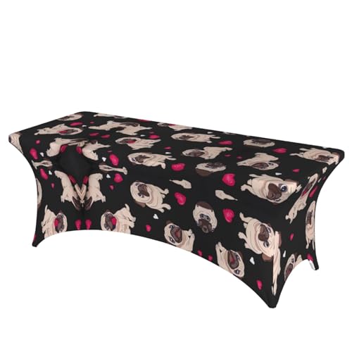 DEXNEL Rechteckige Tischdecke, Motiv: niedlicher Mops, waschbar, Polyester-Tischdecke für Bankett, Event, Catering, 1 Stück DEXNEL Rechteckige Tischdecke, Motiv: niedlicher Mops, waschbar, Polyester-Tischdecke für Bankett, Event, Catering, 1 Stück von DEXNEL