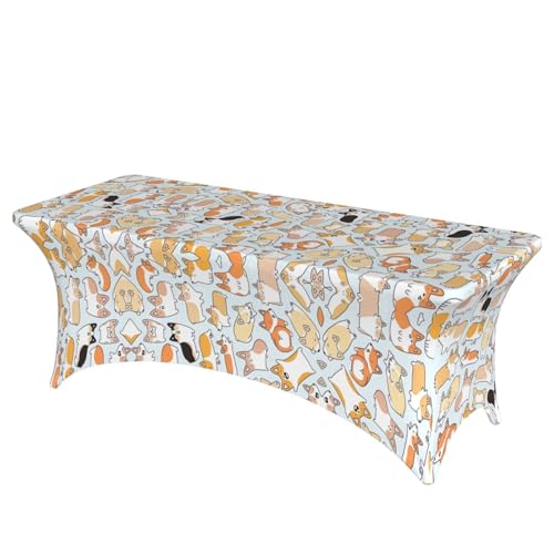 DEXNEL Rechteckige Tischdecke mit Corgi-Muster, waschbare Polyester-Tischdecke für Bankett, Event, Catering, 1 Stück DEXNEL Rechteckige Tischdecke mit Corgi-Muster, waschbare Polyester-Tischdecke für Bankett, Event, Catering, 1 Stück von DEXNEL