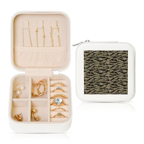 DEXNEL Reise-Schmuckkästchen für Damen, mit Tigerstreifen, Camouflage-Druck, kleine Schmuckschatulle, Mini-Schmuckschatulle für Ohrringe, Ringe, Halsketten von DEXNEL