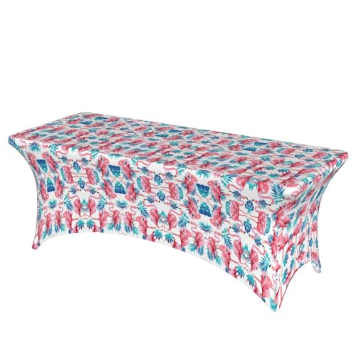 DEXNEL Tischdecke, Motiv: Flamingo, Vogel, grüne Pflanze, Blätter, rechteckig, waschbar, Polyester, Tischdecke für Bankett, Event, Catering, 1 Stück DEXNEL Tischdecke, Motiv: Flamingo, Vogel, grüne Pflanze, Blätter, rechteckig, waschbar, Polyester, Tischdecke für Bankett, Event, Catering, 1 Stück von DEXNEL