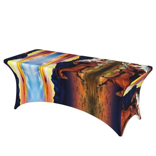 DEXNEL Tischdecke, Motiv: Laufende Pferde, rechteckig, waschbar, Polyester-Tischdecke für Bankett, Event, Catering, 1 Stück DEXNEL Tischdecke, Motiv: Laufende Pferde, rechteckig, waschbar, Polyester-Tischdecke für Bankett, Event, Catering, 1 Stück von DEXNEL