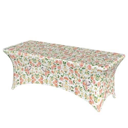 DEXNEL Tischdecke mit Blume und Vogel, rechteckig, waschbar, Polyester-Tischdecke für Bankett, Event, Catering, 1 Stück DEXNEL Tischdecke mit Blume und Vogel, rechteckig, waschbar, Polyester-Tischdecke für Bankett, Event, Catering, 1 Stück von DEXNEL