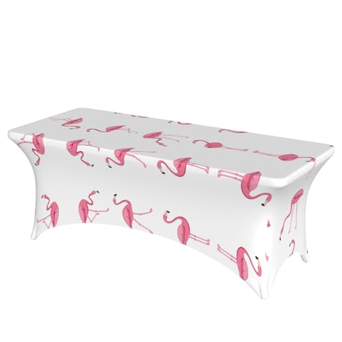 DEXNEL Tischdecke mit Flamingos auf weißem Hintergrund, rechteckig, waschbar, Polyester-Tischdecke für Bankett, Event, Catering, 1 Stück DEXNEL Tischdecke mit Flamingos auf weißem Hintergrund, rechteckig, waschbar, Polyester-Tischdecke für Bankett, Event, Catering, 1 Stück von DEXNEL