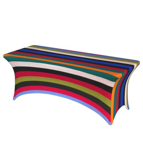 DEXNEL Tischdecke mit farbigen Streifen, rechteckig, waschbar, Polyester, für Bankett, Event, Catering, 1 Stück DEXNEL Tischdecke mit farbigen Streifen, rechteckig, waschbar, Polyester, für Bankett, Event, Catering, 1 Stück von DEXNEL