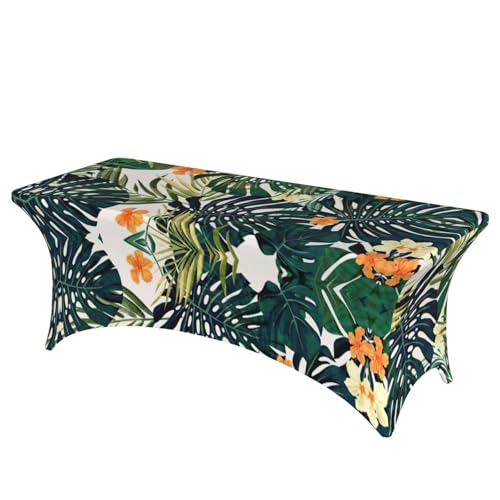 DEXNEL Tischdecke mit tropischen Sommer-Hawaii-Blumen und Palmenblättern, rechteckig, waschbar, Polyester-Tischdecke für Bankett, Event, Catering, 1 Stück DEXNEL Tischdecke mit tropischen Sommer-Hawaii-Blumen und Palmenblättern, rechteckig, waschbar, Polyester-Tischdecke für Bankett, Event, Catering, 1 Stück von DEXNEL