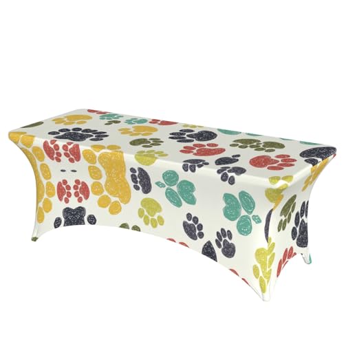 Tischdecke, Motiv: niedliche bunte Hundepfoten, rechteckig, waschbar, Polyester, Tischdecke für Bankett, Event, Catering, 1 Stück Tischdecke, Motiv: niedliche bunte Hundepfoten, rechteckig, waschbar, Polyester, Tischdecke für Bankett, Event, Catering, 1 Stück von DEXNEL