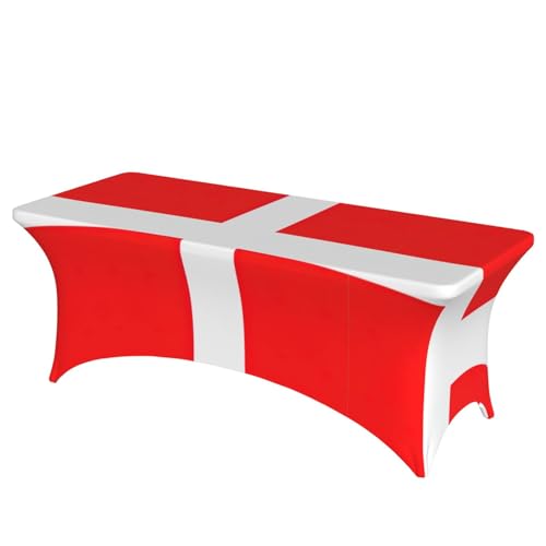Tischdecke mit dänischer Flagge von Dänemark, rechteckig, waschbar, Polyester-Tischdecke für Bankett, Event, Catering, 1 Stück Tischdecke mit dänischer Flagge von Dänemark, rechteckig, waschbar, Polyester-Tischdecke für Bankett, Event, Catering, 1 Stück von DEXNEL