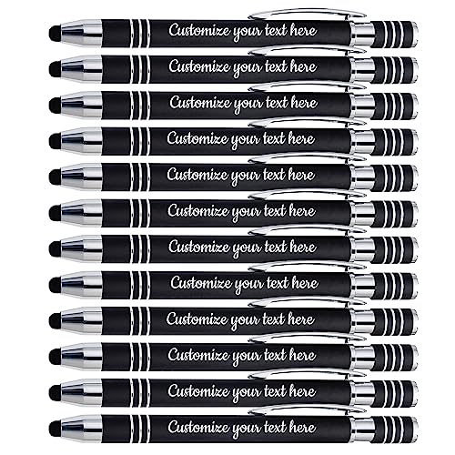 DEZUNTU Ihr Name oder Text auf unserem individuell bedruckten Kugelschreiber – gummierter Griff für Schreibkomfort und Kontrolle, schwarze Tinte, 24 Stück von DEZUNTU