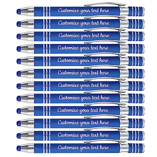 DEZUNTU Personalisierte Stifte mit Ihrem individuellen Logo oder Text, 96 Stück, Großpackung für Unternehmen, Partys und Veranstaltungen, kapazitiver 2-in-1-Eingabestift und Kugelschreiber von DEZUNTU