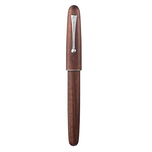 DFAMIN Füllfederhalter, Naturholz, handgefertigt, EF/F/M, Federclip, Tintenstift, Schreibwaren, Büro, Schreibwaren, Schulbedarf (Walnuss, EF) von DFAMIN