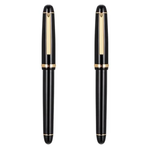 DFAMIN Metall-Füllfederhalter, Schwarz/Gold, EF F M, Iridium-Feder, Schule, Bürobedarf, Tintenstifte, Geschenk, Schreibwaren (2 Stück x 350, gebogen), 1–5 Stück von DFAMIN