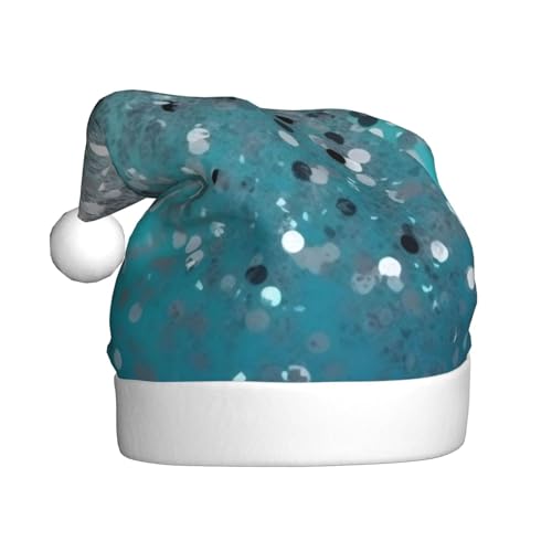 DFEPFKGOKL Glitzernder blauer Hintergrund – klassische Weihnachtsmütze für Erwachsene – weicher Plüsch, Weihnachtsmannmützen, Weihnachtsfeiertagsdekoration DFEPFKGOKL Glitzernder blauer Hintergrund – klassische Weihnachtsmütze für Erwachsene – weicher Plüsch, Weihnachtsmannmützen, Weihnachtsfeiertagsdekoration von DFEPFKGOKL