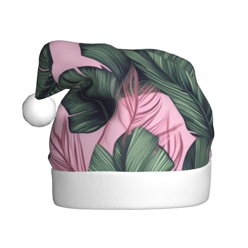 DFEPFKGOKL Grüne Palmenblätter rosa – klassische Weihnachtsmütze für Erwachsene – weicher Plüsch, Weihnachtsmannmützen, Weihnachtsfeiertags-Dekoration DFEPFKGOKL Grüne Palmenblätter rosa – klassische Weihnachtsmütze für Erwachsene – weicher Plüsch, Weihnachtsmannmützen, Weihnachtsfeiertags-Dekoration von DFEPFKGOKL