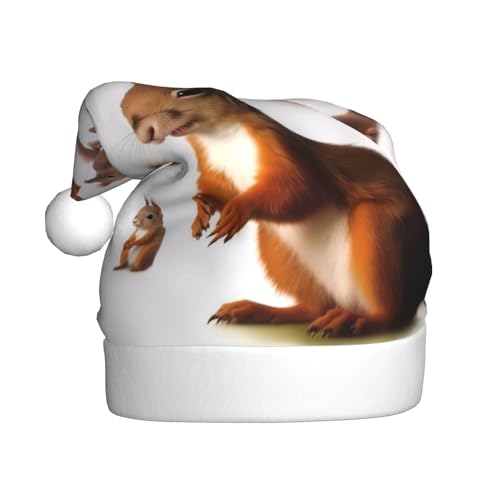 DFEPFKGOKL Niedliches Eichhörnchen – klassische Weihnachtsmütze für Erwachsene – weicher Plüsch, Weihnachtsmannmütze, Weihnachtsfeiertags-Dekoration DFEPFKGOKL Niedliches Eichhörnchen – klassische Weihnachtsmütze für Erwachsene – weicher Plüsch, Weihnachtsmannmütze, Weihnachtsfeiertags-Dekoration von DFEPFKGOKL