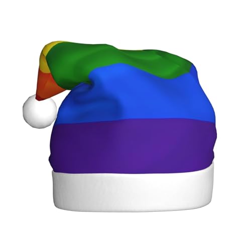 DFEPFKGOKL Regenbogen-Flagge – klassische Weihnachtsmütze für Erwachsene – weicher Plüsch, Weihnachtsmannmützen, Weihnachtsfeiertags-Dekoration DFEPFKGOKL Regenbogen-Flagge – klassische Weihnachtsmütze für Erwachsene – weicher Plüsch, Weihnachtsmannmützen, Weihnachtsfeiertags-Dekoration von DFEPFKGOKL