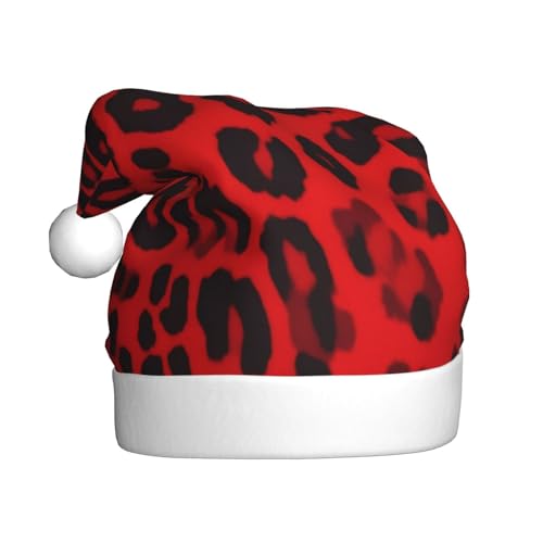 DFEPFKGOKL Rotes Leopardenmuster – klassische Weihnachtsmütze für Erwachsene – weicher Plüsch, Weihnachtsmannmütze, Weihnachtsfeiertags-Dekoration DFEPFKGOKL Rotes Leopardenmuster – klassische Weihnachtsmütze für Erwachsene – weicher Plüsch, Weihnachtsmannmütze, Weihnachtsfeiertags-Dekoration von DFEPFKGOKL