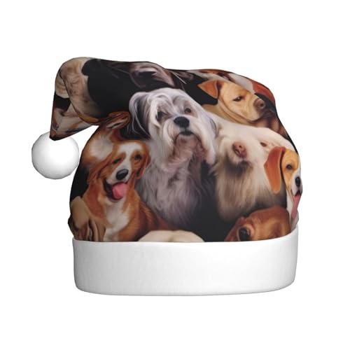 DFEPFKGOKL Viele Hunde – Klassische Weihnachtsmütze für Erwachsene – weicher Plüsch, Weihnachtsmannmütze, Weihnachtsfeiertagsdekoration DFEPFKGOKL Viele Hunde – Klassische Weihnachtsmütze für Erwachsene – weicher Plüsch, Weihnachtsmannmütze, Weihnachtsfeiertagsdekoration von DFEPFKGOKL