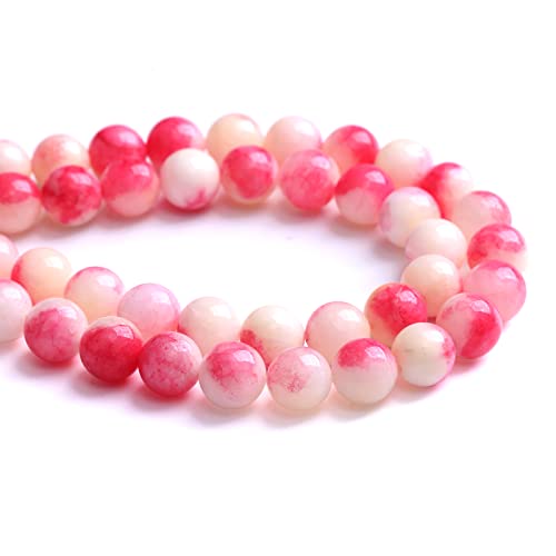 10 mm, 38 Stück, rosa Turmalin-Jadestein-Perlen für Schmuckherstellung, Armband, Halskette, 38,1 cm von DFJMASFKOL