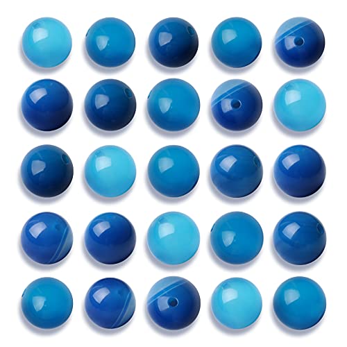 100 Stück 6 mm große, natürliche, glatte, blau gestreifte Achat-Perlen, rund, lose Edelsteinperlen für Schmuckherstellung, mit Kristall-Stretchschnur 100 Stück 6 mm große, natürliche, glatte, blau gestreifte Achat-Perlen, rund, lose Edelsteinperlen für Schmuckherstellung, mit Kristall-Stretchschnur von DFJMASFKOL
