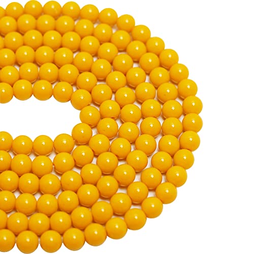 30611 gelbe Glasperlen, handgefertigt, runde Lampwork, glatte lose Armbandperlen für DIY-Schmuckherstellung, 8 mm, 300 Stück von DFJMASFKOL
