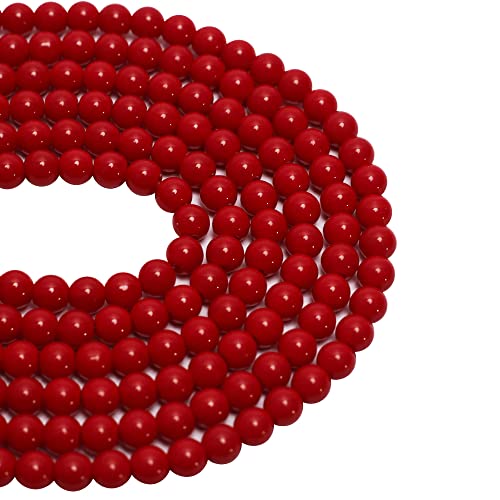 30612 Rote Glasperlen, handgefertigt, runde Lampwork, glatte lose Armbandperlen für DIY-Schmuckherstellung, 8 mm, 300 Stück von DFJMASFKOL