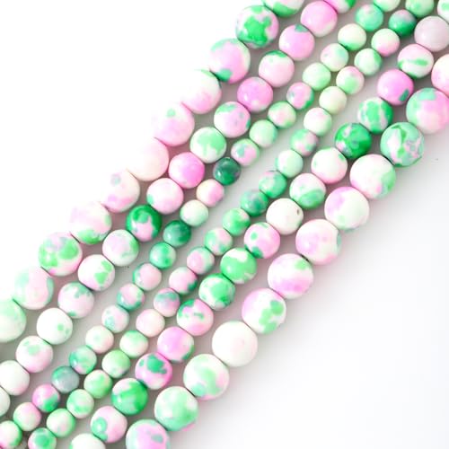 38 Stück 10 mm rosa und grüne glatte Regenblumen-Perlen, Edelstein, rund, lose Perlen für Schmuckherstellung, Armband, Zubehör 38 Stück 10 mm rosa und grüne glatte Regenblumen-Perlen, Edelstein, rund, lose Perlen für Schmuckherstellung, Armband, Zubehör von DFJMASFKOL