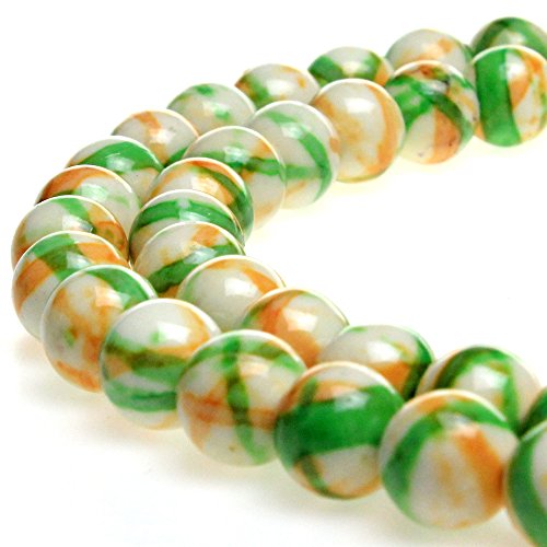 5A glatte runde Regenblumensteine, Perlen, DIY-Armband, Schmuckherstellung, 38,1 cm (10 mm, Grüngelb) von DFJMASFKOL