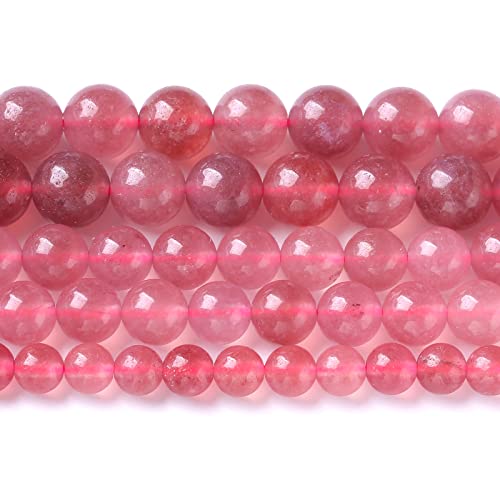 6 mm 60 Stück natürliche Erdbeerquarz-Kristall-Jade-Abstandshalter für Schmuckherstellung, DIY, Armband, Halskette von DFJMASFKOL