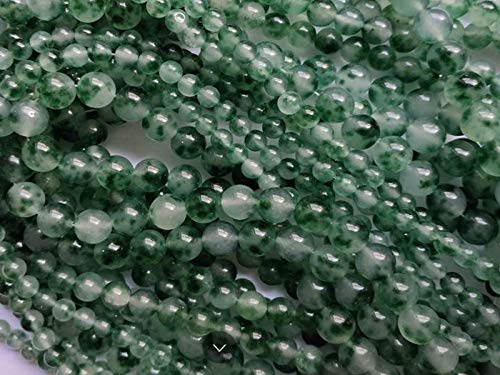 6 mm grüne Jadeperlen, 60 Stück, rund, lose, glatte Perlen für Schmuckherstellung, Basteln, DIY, 1 Strang (grüne Blumen-Jadeperlen, 6 mm, 806002) von DFJMASFKOL