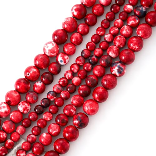 60 Stück 6 mm rote glatte Regenblumen-Perlen, Edelstein, rund, lose Perlen für Schmuckherstellung, Armband, Zubehör 60 Stück 6 mm rote glatte Regenblumen-Perlen, Edelstein, rund, lose Perlen für Schmuckherstellung, Armband, Zubehör von DFJMASFKOL