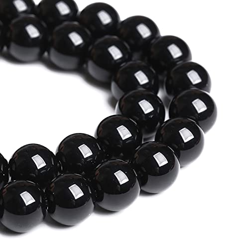 8 mm 45 Stück natürlicher schwarzer Onyx-Achat, rund, lose Abstandshalter für Schmuckherstellung, DIY, Handwerk, Armband, 1 Strang, 38,1 cm 8 mm 45 Stück natürlicher schwarzer Onyx-Achat, rund, lose Abstandshalter für Schmuckherstellung, DIY, Handwerk, Armband, 1 Strang, 38,1 cm von DFJMASFKOL