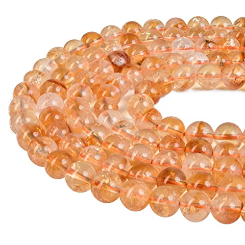 8 mm gelbe Citrin-Natursteinperlen, rund, glatt, Quarz-Kristallperlen für Schmuckherstellung, 38,1 cm/Strang, Gelb Citrin, 8 mm von DFJMASFKOL