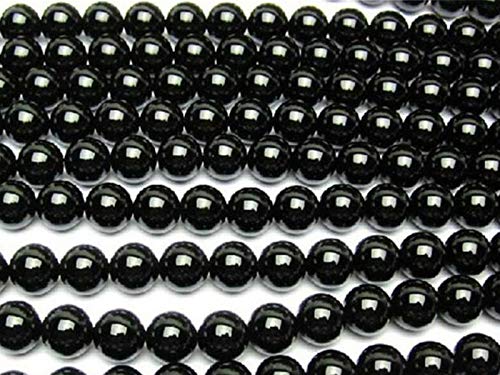 808005 schwarze Achat-Perlen, rund, lose, glatte Perlen für Schmuckherstellung, Handwerk, DIY, 1 Strang (schwarze Achat-Perlen, 8 mm, 8 mm) von DFJMASFKOL