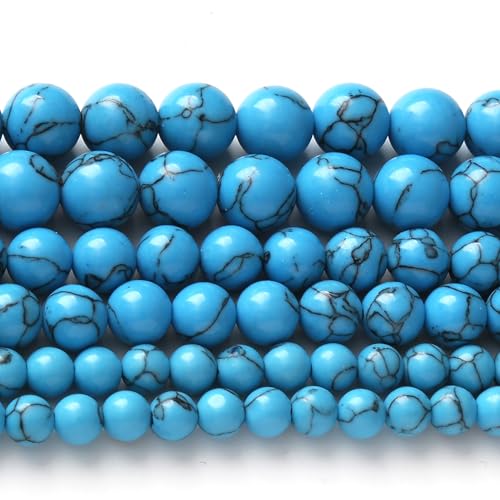 Blaue türkisfarbene Steinperlen zur Schmuckherstellung, DIY-Edelstein-Set (6 mm, 60 Stück), kosmische Kristallkiesel für Armbänder, Halsketten, Heimdekoration von DFJMASFKOL
