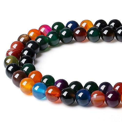 Bunte Achat-Perlen, 6 mm, rund, lose Edelsteine für selbstgemachte Armbänder, Halsketten, Ohrringe, Schmuckherstellung, Polieren – echte Steinperlen – 96 Stück, 2 Stränge, 32 Stück Bunte Achat-Perlen, 6 mm, rund, lose Edelsteine für selbstgemachte Armbänder, Halsketten, Ohrringe, Schmuckherstellung, Polieren – echte Steinperlen – 96 Stück, 2 Stränge, 32 Stück von DFJMASFKOL