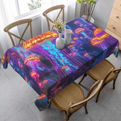 DFJMASFKOL Quallen-Tischdecke, leuchtende Quallen, Tischdecke, Fantasy-Quallen, Esstischabdeckung für Küche, Outdoor, Camping, Schreibtischabdeckung, Party-Dekoration, 90 x 140 cm DFJMASFKOL Quallen-Tischdecke, leuchtende Quallen, Tischdecke, Fantasy-Quallen, Esstischabdeckung für Küche, Outdoor, Camping, Schreibtischabdeckung, Party-Dekoration, 90 x 140 cm von DFJMASFKOL