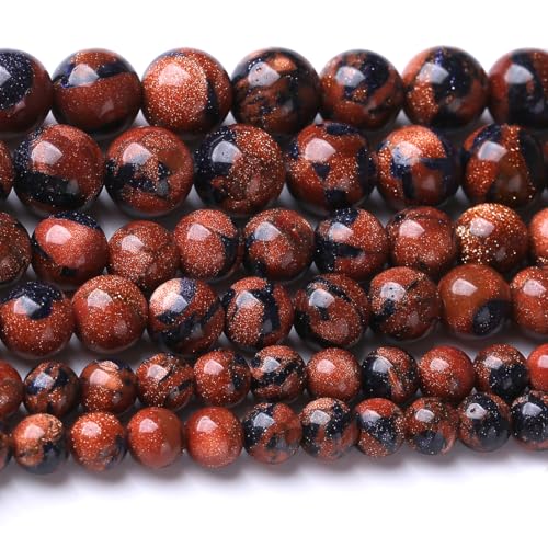 Galaxy Blue Gold Sand 8 mm Steinperlen zur Schmuckherstellung, DIY-Bastel-Edelstein-Set (8 mm, 45 Stück), kosmische Kristallkiesel für Armbänder, Halsketten, Heimdekoration von DFJMASFKOL
