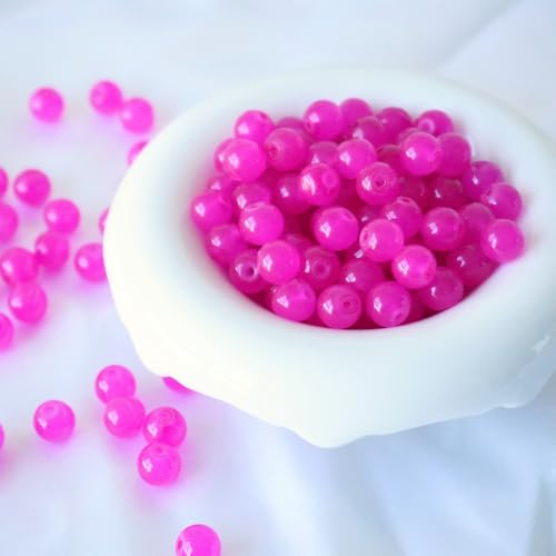 Glasperlen, 8 mm Glasperlen für Barcelet und Schmuckherstellung, DIY Handwerk (Hot Pink), 145 Stück von DFJMASFKOL