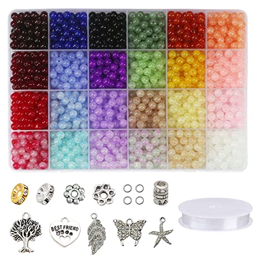 Glasperlen-Set, 6 mm, sortiert, handgefertigt, rund, glatt, lose Armbandperlen, Großpackung für DIY Handwerk und Schmuckherstellung, 2090 Stück Glasperlen-Set, 6 mm, sortiert, handgefertigt, rund, glatt, lose Armbandperlen, Großpackung für DIY Handwerk und Schmuckherstellung, 2090 Stück von DFJMASFKOL